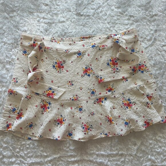 Floral Ruffle Mini Skirt With Tie Waist Cider Plus Size 4XL Coquette - Picture 4 of 7